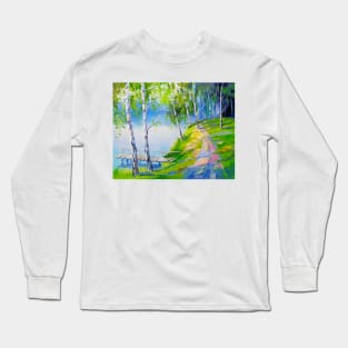 Birches by the river Long Sleeve T-Shirt